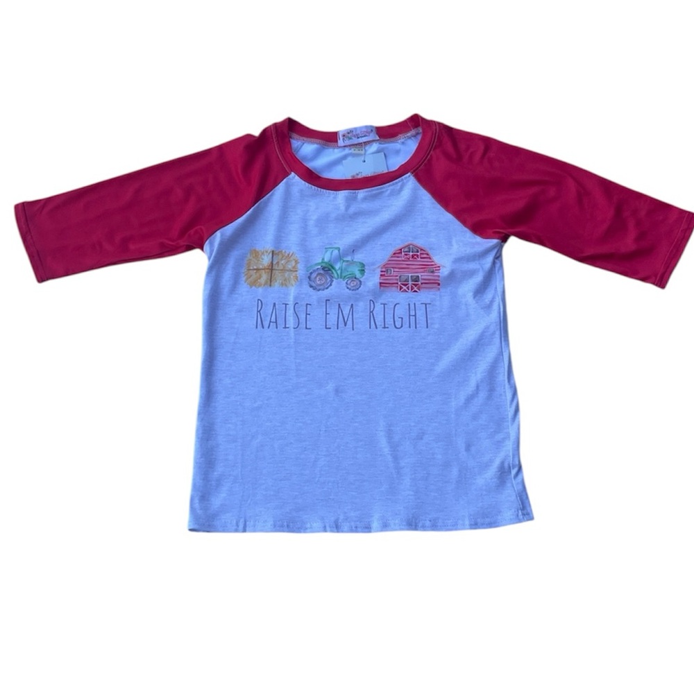 CLOVER COTTAGE APPAREL KIDS RED WHITE JERSEY T-SHIRT SIZE 7-8T